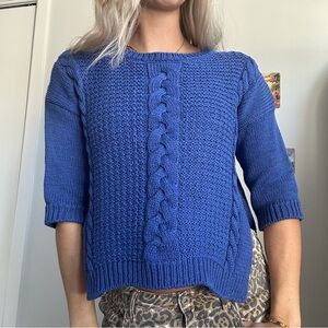 Massimo Dutti Royal Blue Cable Knit Sweater